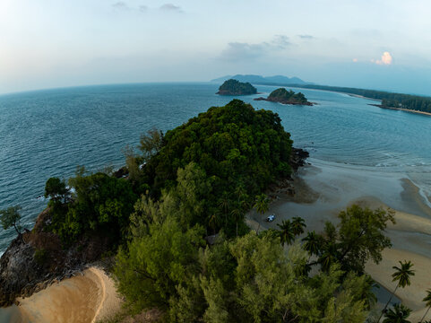 Top view Sea Shore at southeast asia Thailand beautiful seacoast in summer season, Nature environment and Travel background