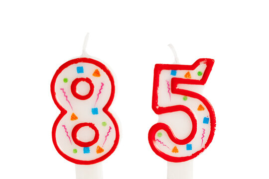 Number eight and five birthday candles marked for a birthday celebration