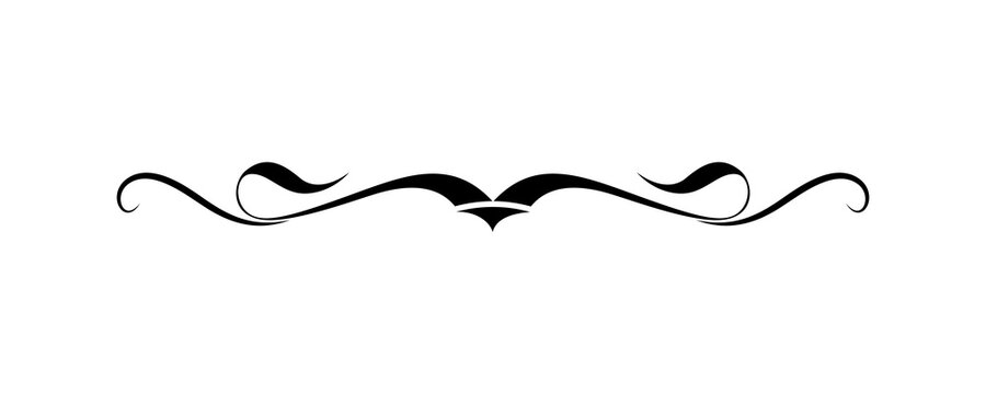 Ornate flourish scroll divider for luxury branding and classic invitation border decoration on transparent background.