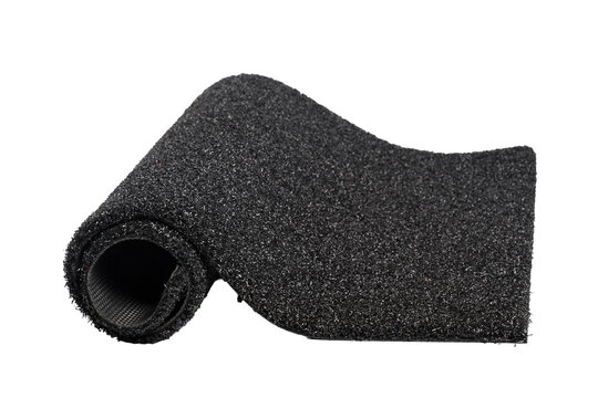Black foam filter sheet rolled at one end for use in air filtration and equipment maintenance