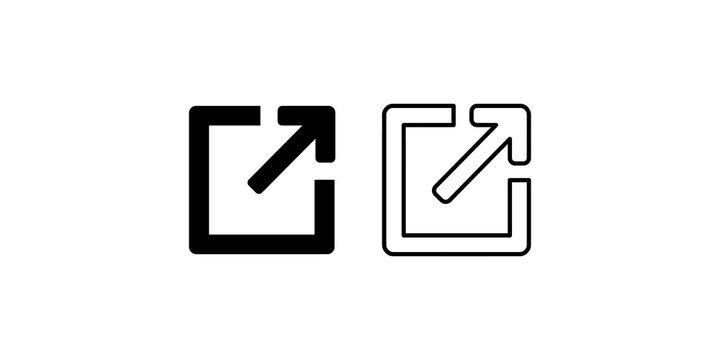 External link icon in solid black and outline styles for web navigation design.