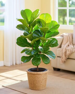 Lush green foliage of a potted plant thrives indoors near a bright window.