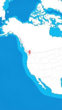 Vertical 3D globe zooming into Seattle city location pin concept