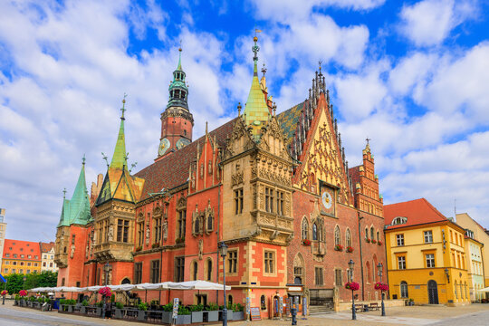 Wroclaw, Poland. The Old Town Hall of Wrocław at city's Market Square (Rynek)