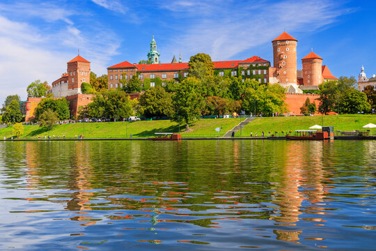 Krakow, Poland. The Wawel Royal Castle. View of the castle from the Vistula river