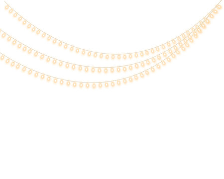 Abstract glowing warm gold triple hanging festive string lights transparent overlay