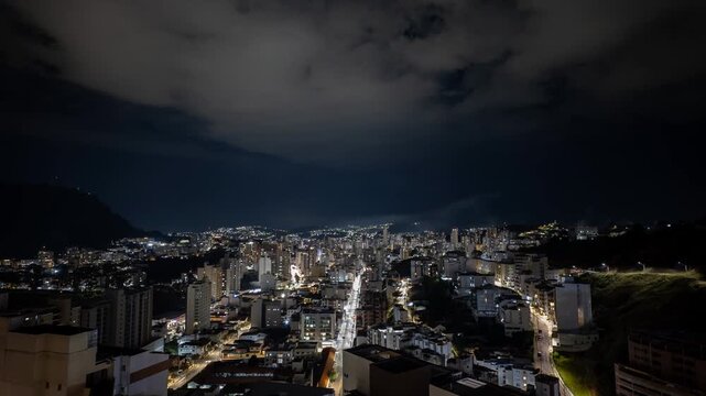 Night Clouds Racing Above Illuminated Juiz de Fora Valley