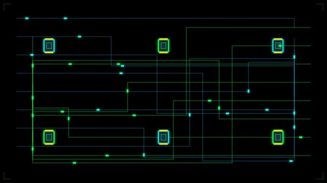 Abstract Electronic Circuit Diagram With Connected Components And Grid Lines