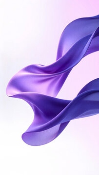 Vertical composition of abstract 3D background featuring indigo lavender fabric wave with grain particle texture, ideal for premium mobile screen graphic designs.