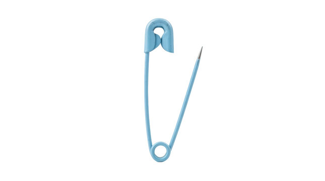 Light blue safety pin isolated on transparent background