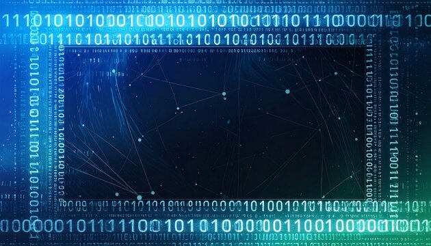 hi-tech border frame of digital binary code data stream background, technology, with copy space&nbsp;
