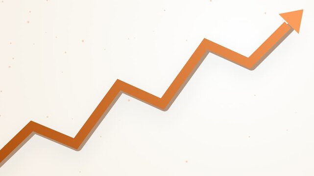 3D orange arrow graph showing upward trend and growth over time with subtle background texture