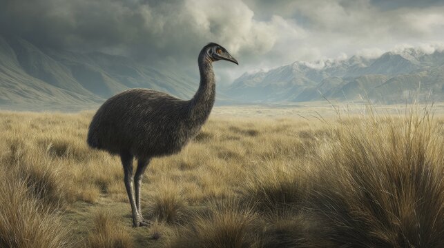 Before the age of eagles, giant flightless birds like Phorusrhacos stalked the grasslands with sharp beaks and piercing eyes, ruling as apex predators of their ancient domain.