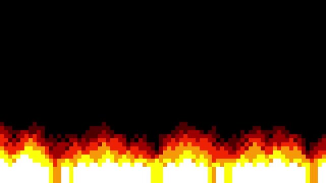 Digital Pixel Art Illustration Showing Fire Burning Along Horizon Line
