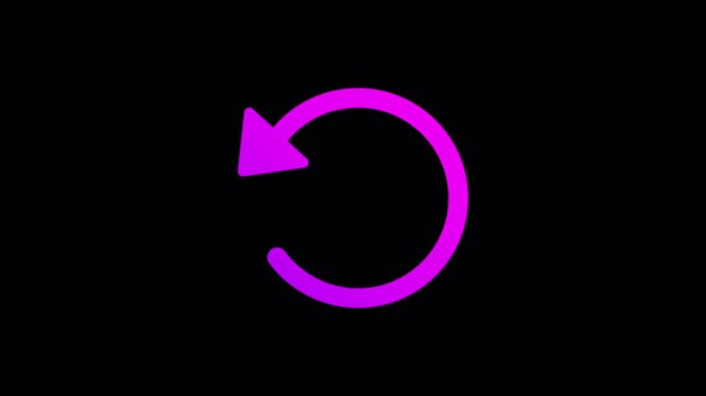 Magenta refresh arrow icon featuring diagonal shine animation for user interface systems and reload software applications, high quality video footage refresh, shine, reload, arrow, loop