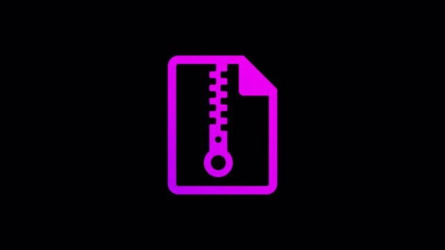 Magenta archive document icon featuring diagonal shine animation for file management and compression software applications, high quality video footage archive, document, shine, zip, file