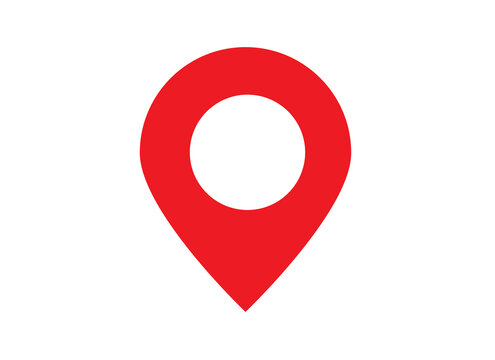 Red map pin location pointer icon isolated on transparent background PNG file