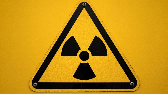 Radiation Warning Sign on Yellow Background