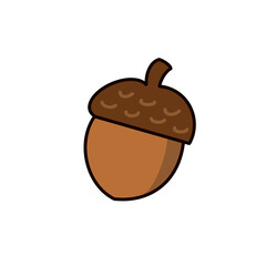 Cute cartoon acorn vector illustration isolated on white background, autumn season concept © diah