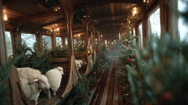 rustic holiday train ride with animals around,