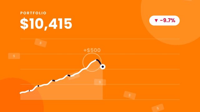Animated financial line graph showing stock market fluctuation