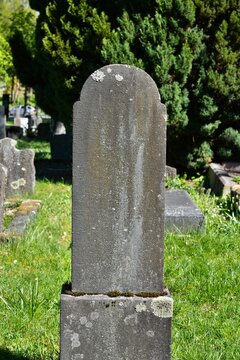 Blank gravestone in The Cemetery of Our Saviour (Norwegian: Var Frelsers gravlund). Cemetery in Gamle Aker district of Oslo, Norway.