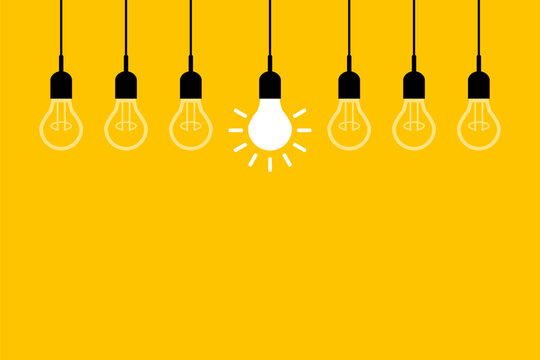 yellow bright lightbulb amongst off other, leadership concept, business innovation vector illustration
