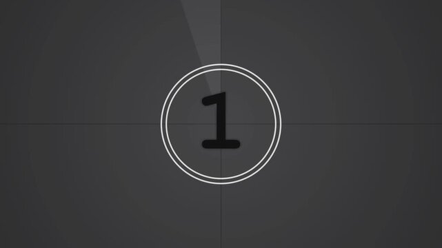 Countdown Reel - Vintage Film Transition with Large Number '1' in Center - Retro Cinema Opening Sequence Graphic