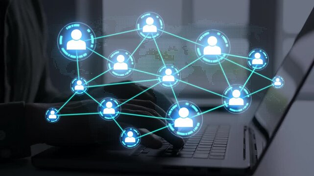 Business employee communication, digital networking, corporate collaboration, teamwork, global connectivity, online interaction, professional relationships and modern business technology.