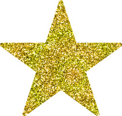 Golden glitter star illustration with sparkly metallic dust and shining texture, perfect for Christmas, holidays, celebrations, greetings, and creative design projects. © SnapHive