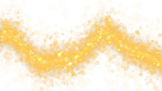 Abstract golden wave background with sparkling circles and shimmering light particles transparent background