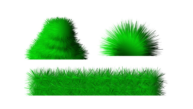 Green grass bush turf lawn texture vector set