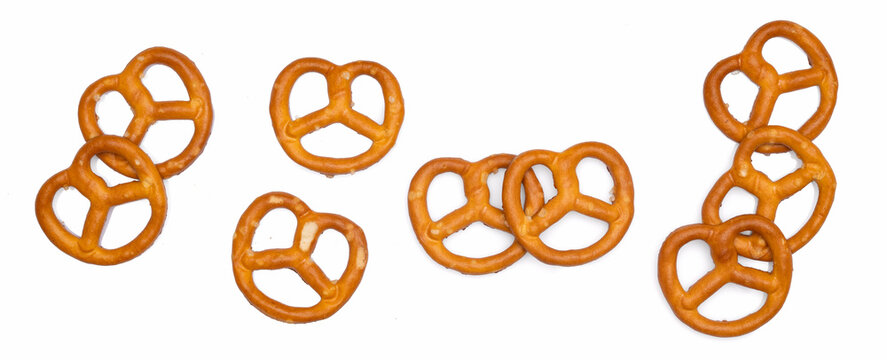 Delicious pretzel cracker isolated on white background.