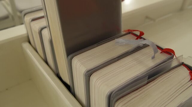 Traditional Church Hymnals with Red Ribbon Markers