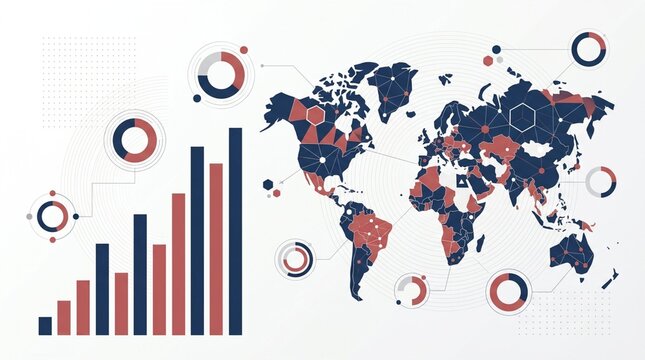 Global Election Data Visualization with World Map Charts and Political Statistics Representing International Voting Trends