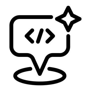 Vibe Coding AI Location Pin Code Line Icon