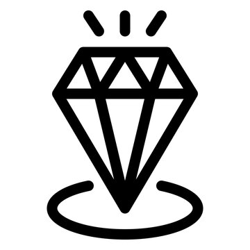 Diamond Gem Location Pin Marker Line Icon