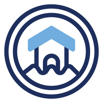 House Flood Natural Disaster Water Duo Tone Icon