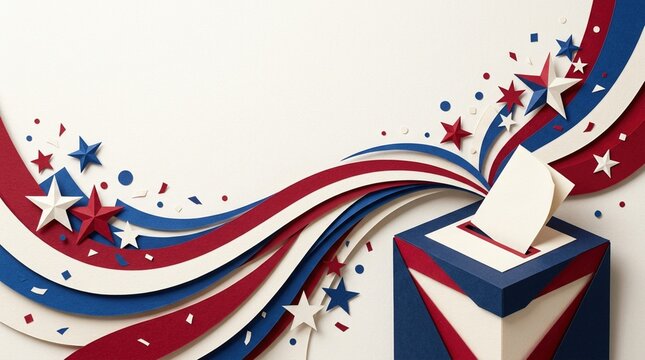 Election Day USA Ballot Box with Patriotic Stars and Stripes for American Voting Democracy Civic Participation and National Elections