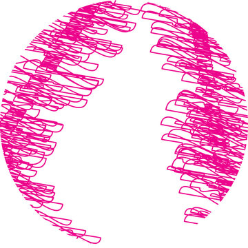 Abstract pink scribble globe outline on white background