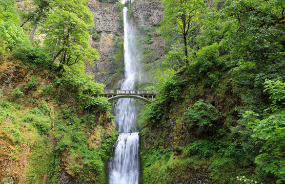The bridge and falls - Multnomah Falls - Oregon