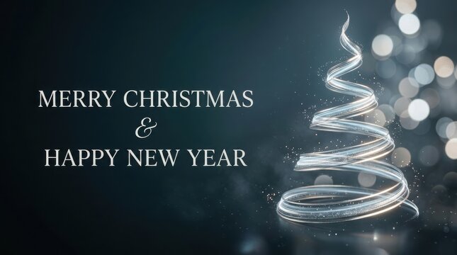 Elegant abstract Christmas tree with bokeh lights during night celebration concept
