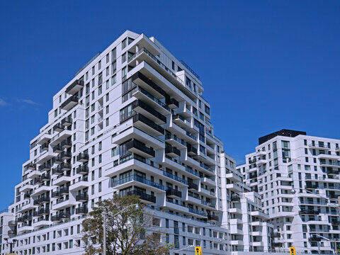 Modern mid-rise apartment building community