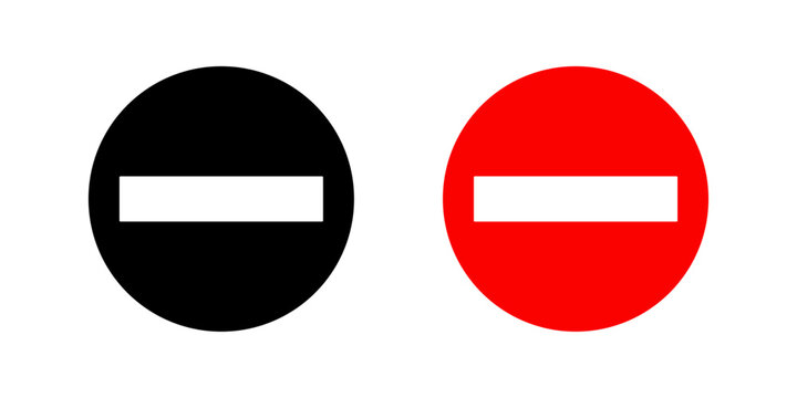 No entry sign icon set with prohibited entry and Do Not Enter symbol. Traffic prohibition signage for road safety rules, restricted areas and vehicle access.