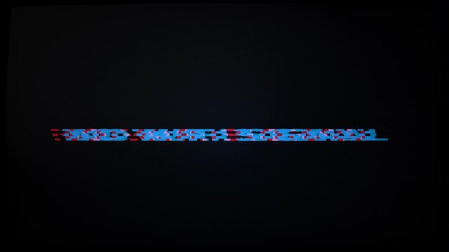 No wifi signal icon with digital glitch effect on dark background. 4k