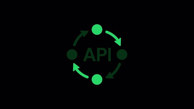 Green API programming code loop icon featuring diagonal shine animation for developer software, high quality video footage api, shine, programming, code, loop