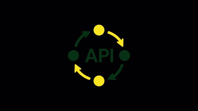 Green API programming code loop icon featuring diagonal shine animation for developer software, high quality video footage api, shine, programming, code, loop