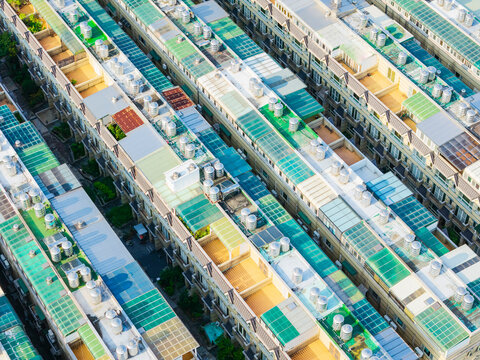Aerial View of Dense Residential Housing