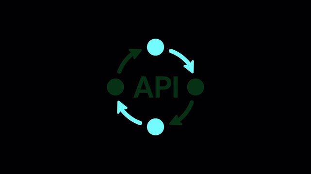 Green API programming code loop icon featuring diagonal shine animation for developer software and API integration tools, high quality video footage api, shine, programming, code, loop