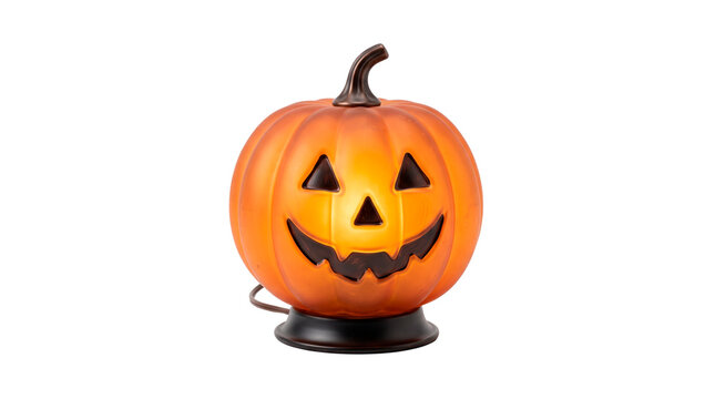 Glowing Halloween Pumpkin Table Lamp, No Background, Transparent PNG